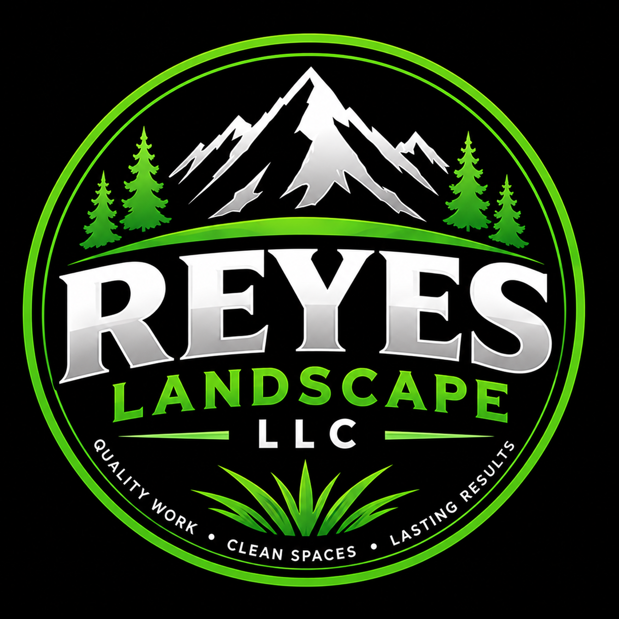 Reyes Landscape LLC mountain logo